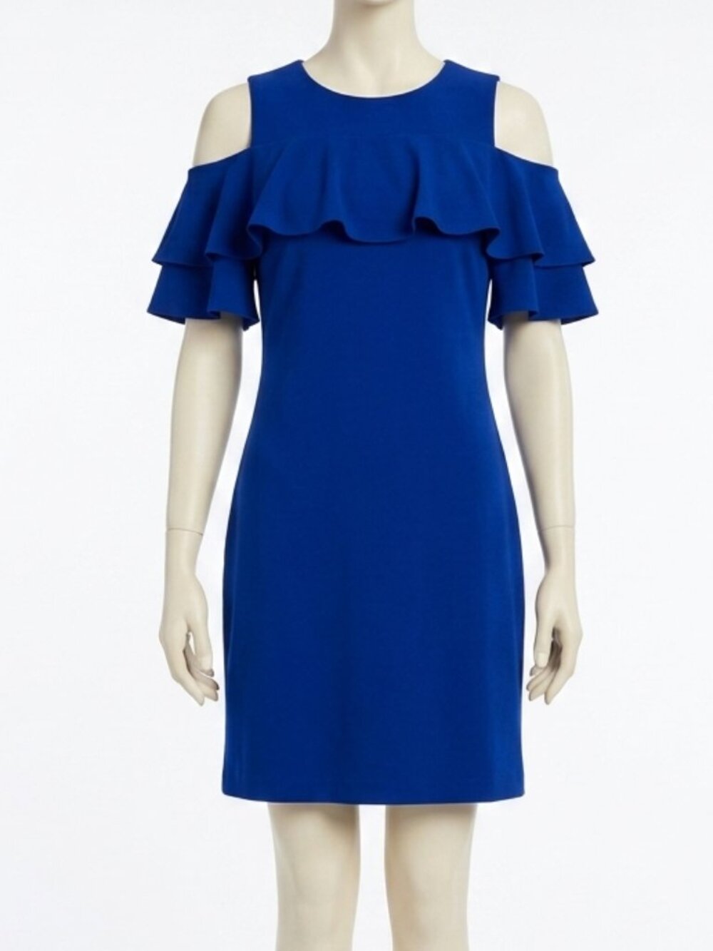MICHAEL Michael Kors Royal Blue Cold Shoulder Ruffle Shift Dress